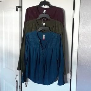 NO Boundaries "Silky" Bell Sleeved Lace Up Tops